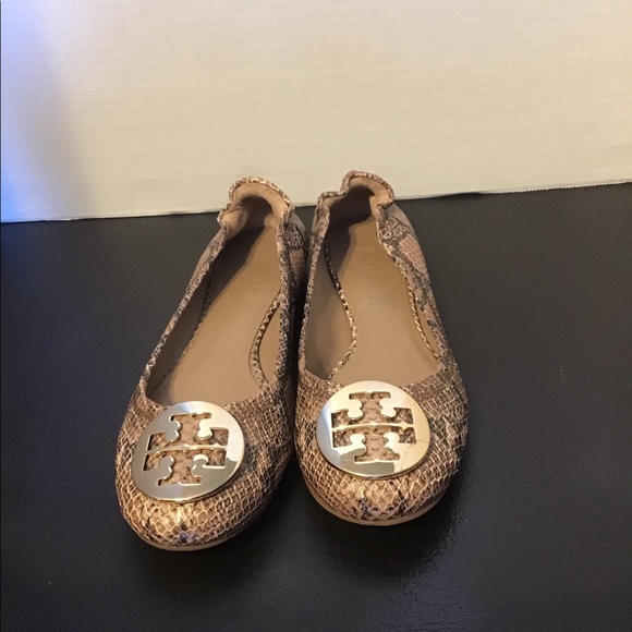 Tory Burch Reva Snakeskin Ballet Flats - Picture 4 of 12